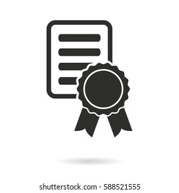 Certificate vector icon. Black illustration isolated on white background for graphic and web design.