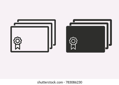 Certificate vector icon. Black illustration isolated on white background for graphic and web design.