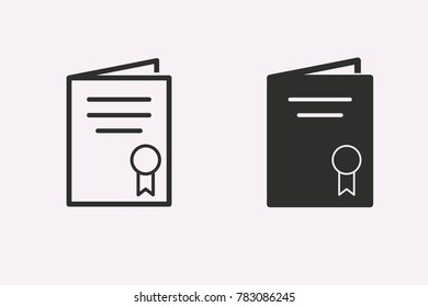 Certificate vector icon. Black illustration isolated on white background for graphic and web design.