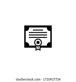 Certificate vector icon in black solid flat design icon isolated on white background
