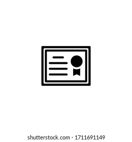 Certificate vector icon in black solid flat design icon isolated on white background