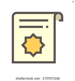 Certificate vector icon design, 48X48 pixel perfect and editable stroke.