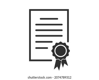 Certificate Vector Icon. Diploma Simple Icon Isolated.  Reference Letter Icon