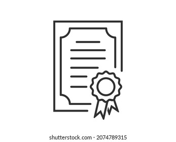 Certificate Vector Icon. Diploma Simple Icon Isolated.  Reference Letter Icon