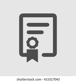 Certificate vector icon. Diploma simple isolated sign symbol.