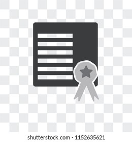 Certificate vector icon isolated on transparent background, Certificate logo concept