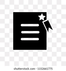 Certificate vector icon isolated on transparent background, Certificate logo concept