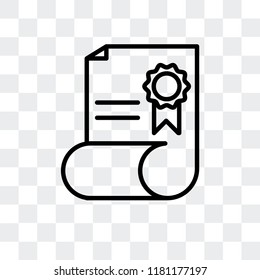 Certificate vector icon isolated on transparent background, Certificate logo concept