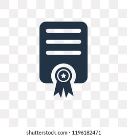 Certificate vector icon isolated on transparent background, Certificate transparency concept can be used web and mobile