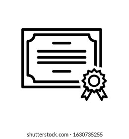 Certificate vector icon. License badge illustration sign or symbol.