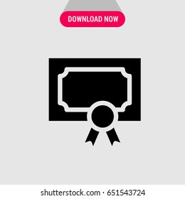 Certificate Vector Icon, The paper document with the round stamp symbol. Simple, modern flat vector illustration for mobile app, website or desktop app  
