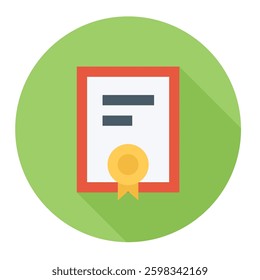 Certificate vector icon representing achievement, award, recognition, diploma, qualification, honor.