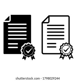 Certificate vector icon set. Certified document illustration sign collection. Medal or stamp symbol.