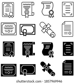 Certificate vector icon set. Diploma illustration sign collection. document symbol.
