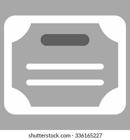 Certificate vector icon. Style is bicolor flat symbol, dark gray and white colors, rounded angles, silver background.