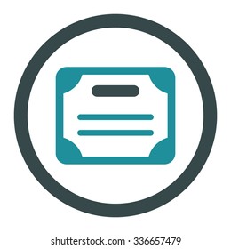 Certificate vector icon. Style is bicolor flat rounded symbol, soft blue colors, rounded angles, white background.