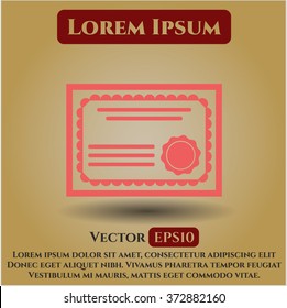 Certificate vector icon or symbol