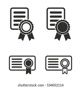 Certificate vector icons set. Illustration isolated for graphic and web design.