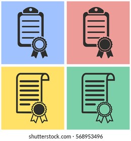 Certificate vector icons set. Illustration isolated for graphic and web design.