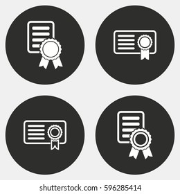 Certificate vector icons set. White illustration isolated for graphic and web design.