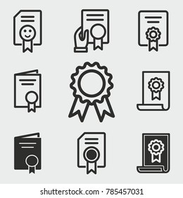Certificate vector icons set. White illustration isolated for graphic and web design.