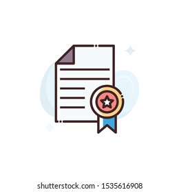 Certificate vector illustration. Outline filled Seo & Web icons.