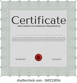 Certificate. Vector illustration.With guilloche pattern. Superior design. 