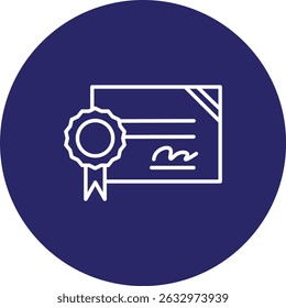 Certificate Vector Line Circle Icon Design
