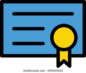 certificate vector line colour icon