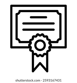 Certificate Vector Line Icon Design