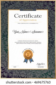 Certificate vector luxury template, Certificate premium of gold detailed. Diploma template.