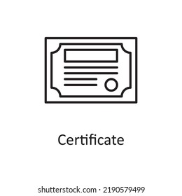Ilustración de diseño de iconos de esquema vectorial de certificado. Símbolo de deportes y premios sobre fondo blanco Archivo EPS 10