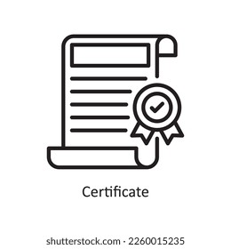 Certificate Vector Outline Icon Design illustration. Assessment Symbol on White background EPS 10 File