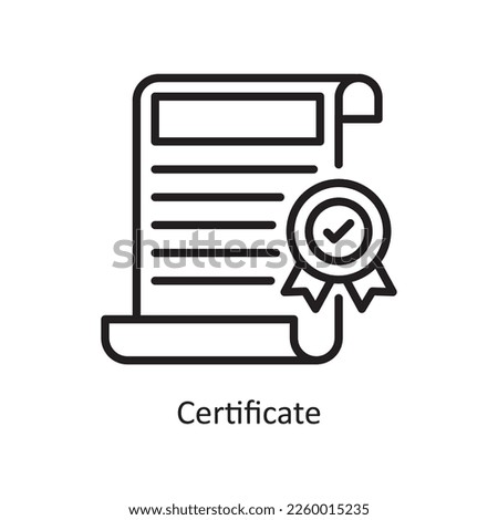 Certificate Vector Outline Icon Design illustration. Assessment Symbol on White background EPS 10 File