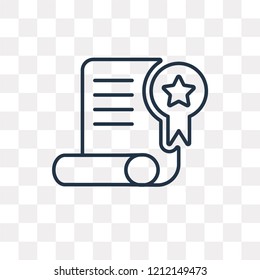 Certificate vector outline icon isolated on transparent background, high quality linear Certificate transparency concept can be used web and mobile