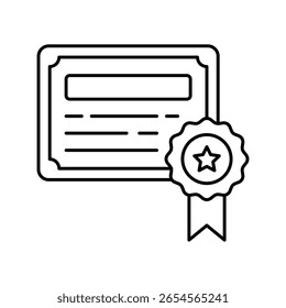 Certificate  Vector outline illustration style icon. EPS 10 file