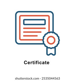 Certificate vector Outline Two Color Design icon. Awards Symbol on White background EPS 10 File
