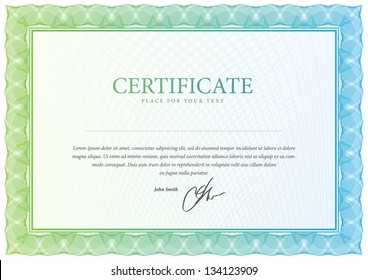 Certificate. Vector pattern that is used in currency and diplomas