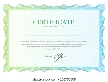 Certificate. Vector pattern that is used in currency and diplomas