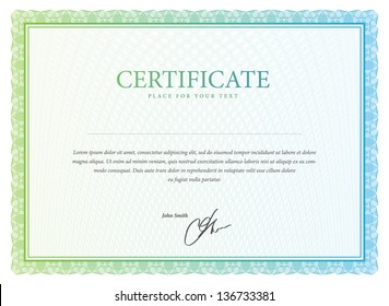 Certificate. Vector pattern that is used in currency and diplomas