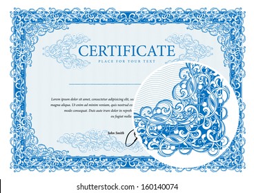 Certificate. Vector pattern that is used in currency and diplomas