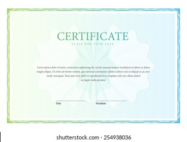 Certificate. Vector pattern that is used in currency and diplomas