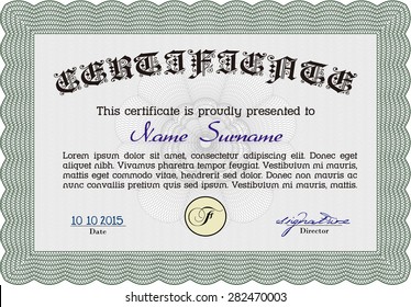 Certificate. Vector pattern that is used in currency and diplomas.With great quality guilloche pattern. Modern design. 