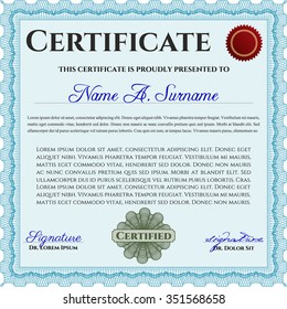 Certificate. Vector pattern that is used in currency and diplomas.With guilloche pattern and background. Cordial design. 