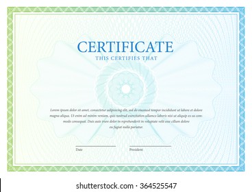 Certificate. Vector pattern that is used in currency and diplomas