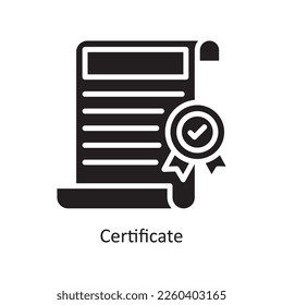 Certificate Vector Solid Icon Design illustration. Assessment Symbol on White background EPS 10 File