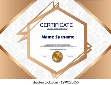 
Certificate vector template design. Diploma design graduation, award, success. - Vector 