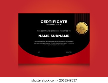 Certificate vector template design. Diploma design graduation, award, appreciation.