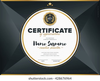 Certificate vector template design. Diploma design graduation, award, success.