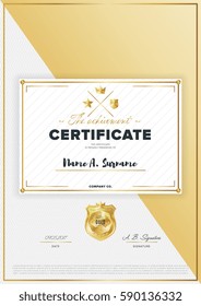 Certificate vector template. Diploma design. Graduation, achievement, success layout.
